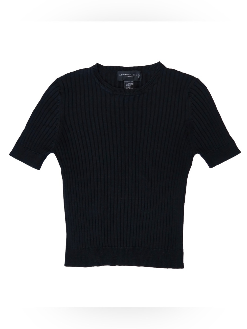 August Silk Black Ribbed Knit Top